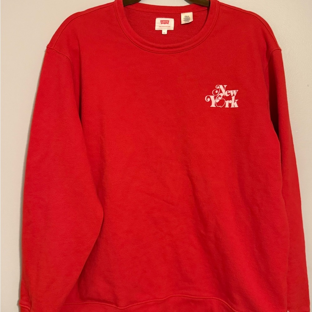 Levi's Red Crewneck Sweatshirt with Logo Tag